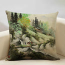 Axyaa Japanese Landscape Ukiyo Style Cushion Cover 45x45cm Art Decor Linen Pillow Case