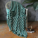 Axyaa Knit Outdoor Throw Blanket with Tassels - Cozy Fall Decor for Home