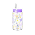Axyaa Bow Flower Plastic Water Bottle with Wooden Lid and Straw