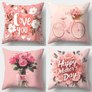 Axyaa Mother'S Day Throw Pillow Covers - Romantic Love, Bicycle, and Rose Bouquet Designs
