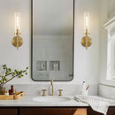Retro Brass Wall Light with Glass Shade by Axyaa