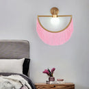 Axyaa Nordic Designer Pink Glass Ball Tassel Wall Sconces LED Fixtures