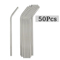 Axyaa Stainless Steel Reusable Drinking Straws - Set of 50