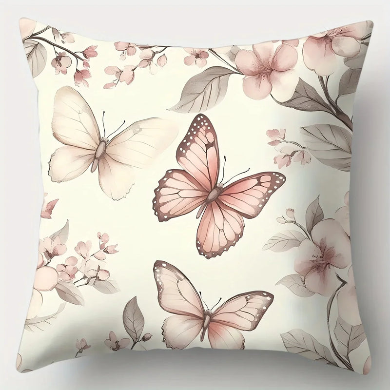 Axyaa Butterfly Sofa Cushion Cover Set - 4pcs, 17.7x17.7 in, Single-Sided Print