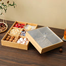 Axyaa Bamboo Snacks Platter with Lid - Nine Lattice Dried Fruit & Nut Tray