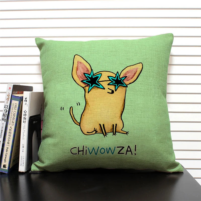 Axyaa Cartoon Animal Print 45x45cm Linen Cushion Cover - Sofa, Car, Chair Pillow Case