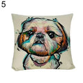 Axyaa Watercolor Dog Print Linen Pillow Cover 45X45CM