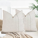 Axyaa Modern Striped Linen Pillow Covers 18x18 Square Throw Patchwork Decor