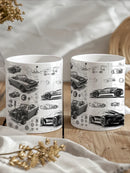 Axyaa Retro 1960s Style Car Art Mug - Microwave Safe, Ideal for Coffee Enthusiasts