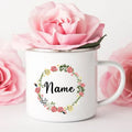 Axyaa Personalized Enamel Flower Mug for Bachelorette Party and Wedding Bridal Shower