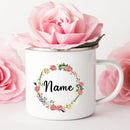 Axyaa Personalized Enamel Flower Mug for Bachelorette Party and Wedding Bridal Shower
