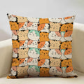 Axyaa Cat Pillow Case: 45x45cm Linen Decorative Cushion Cover for Home Decor
