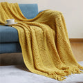 Axyaa Knitted Throw Blanket with Tassels - Soft, Cozy, Lightweight for Home