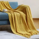 Axyaa Knitted Throw Blanket with Tassels - Soft, Cozy, Lightweight for Home