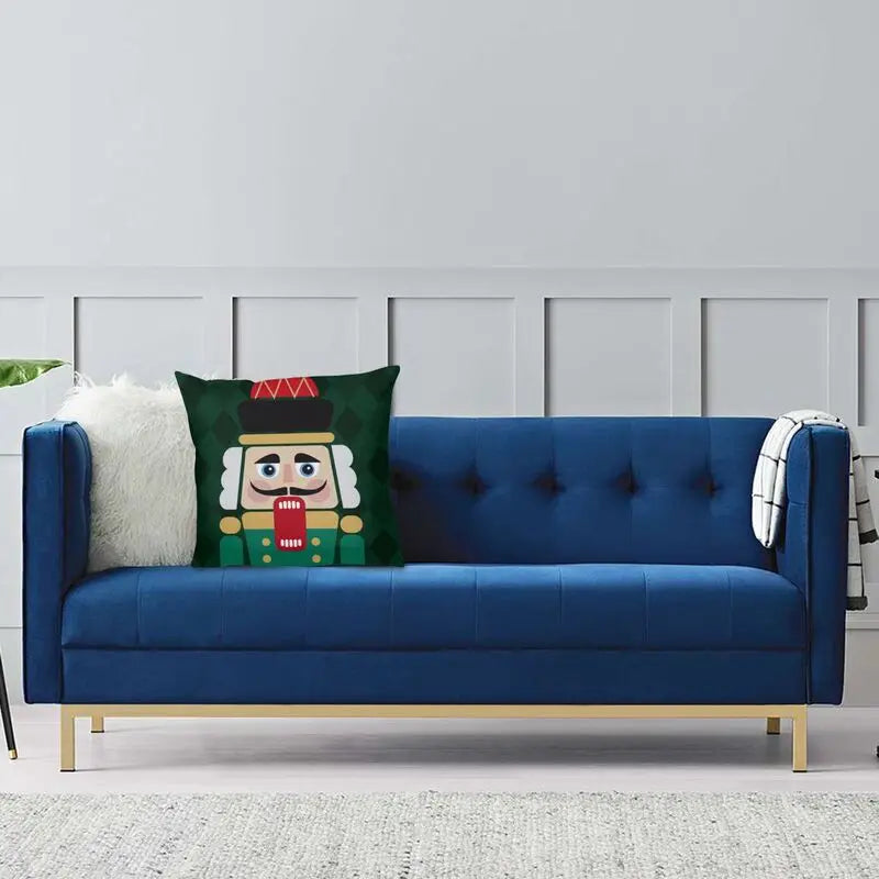 Nutcracker Doll Cushion Cover - Axyaa Square Throw Pillow for Christmas Home Decor
