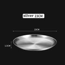 Axyaa Gold Stainless Steel Round Shallow Tray Plate for Camping BBQ Picnic