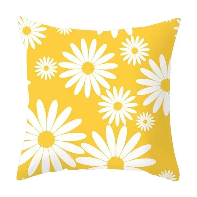 Axyaa Yellow Floral Geometric Pillowcase for Home Decor