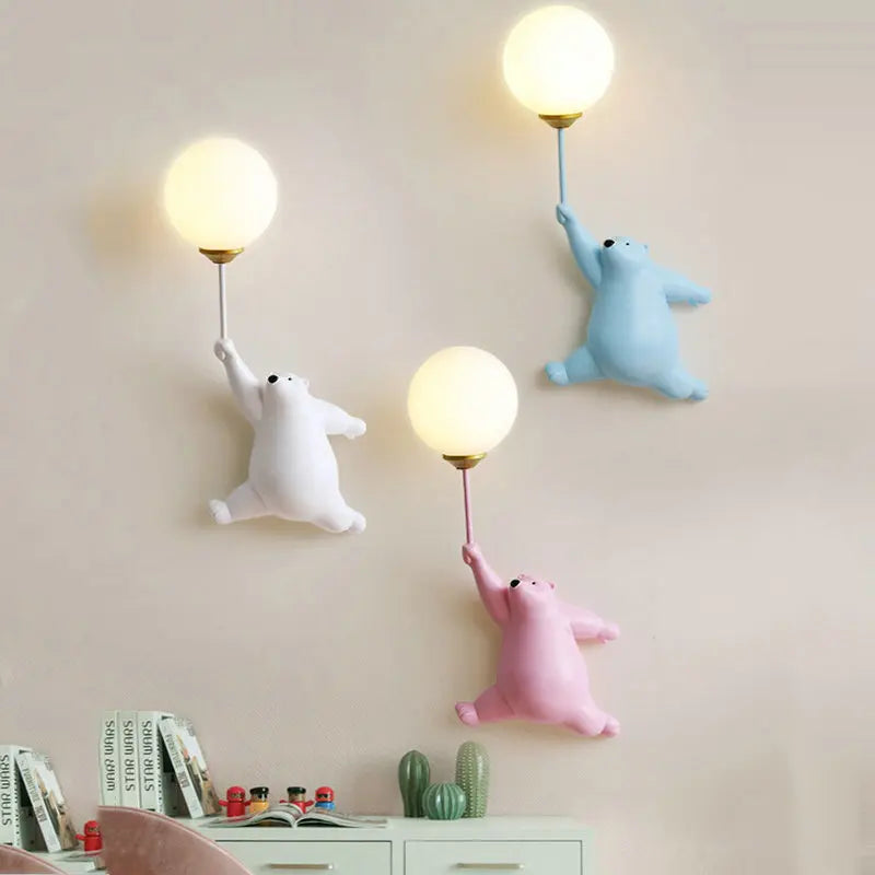 Axyaa Bear Wall Lamp for Kids Bedroom with 3D Moon Lighting