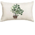 Axyaa Green Plant Pillow Cover 30x50cm Linen Rectangular Sofa Cushion Home Decor
