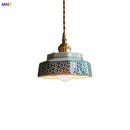 Axyaa Blue & White Porcelain Pendant Lamp - Vintage Design, LED E27, 90V-260V