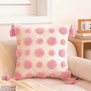 Axyaa Bohemian Chenille Throw Pillowcase with Tufted Tassels