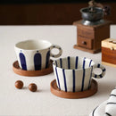 Stripe Latte Art Coffee Mug Set by Axyaa - Exquisite Ceramic Cup for Home and Gifts