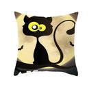 Axyaa Black Cat Pumpkin Cushion Cover 45x45 cm - Home Decor Funny Printed Pillow Case