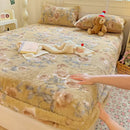 Axyaa Polka Dot Printed Milk Fleece Fitted Sheet - Thermal Mattress Cover