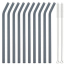 Axyaa Glass Straw Set with Brush, 10pcs Reusable Bent Milkshake Drinking Straws