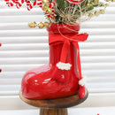 Santa Claus Boots Bouquet Vase Ornament Tabletop Decoration by Axyaa