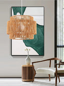 Axyaa Rattan LED Pendant Lights: Modern Nordic Chandelier for Home Decor