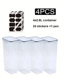 Axyaa 2.8L Airtight Food Storage Jars - Set of 4 with Labels and Pen