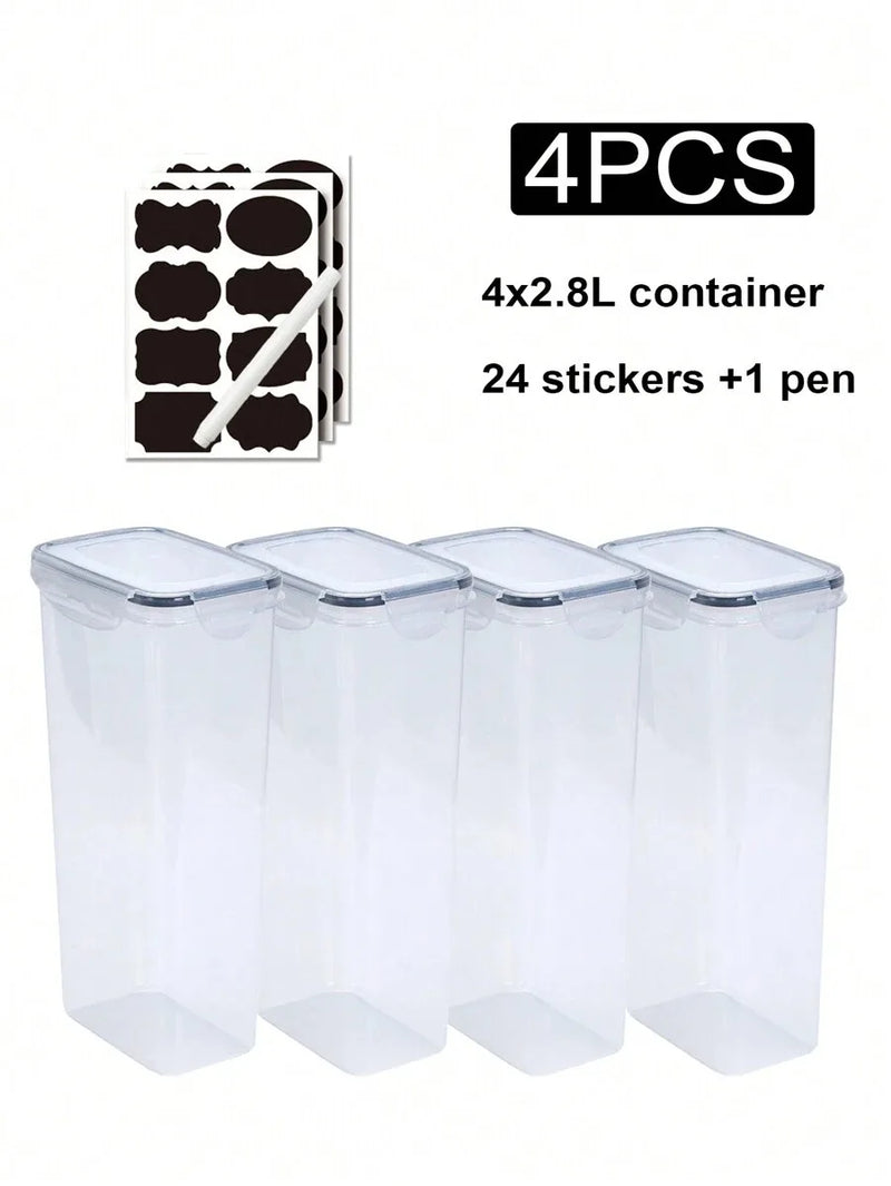 Axyaa 2.8L Airtight Food Storage Jars - Set of 4 with Labels and Pen