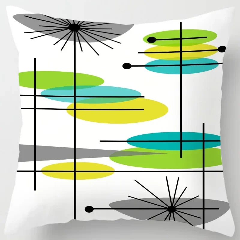 Colorful Blocks Geometric Abstract Pattern Cushion Cover by Axyaa