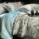 Axyaa Floral Silk Bedding Set Duvet Cover Sheet Pillowcase Luxury Soft Bedsheet