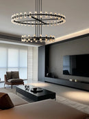 Axyaa Luxury Gold Chandeliers for Living Room in America with Glass Crystals and LED Lighting
