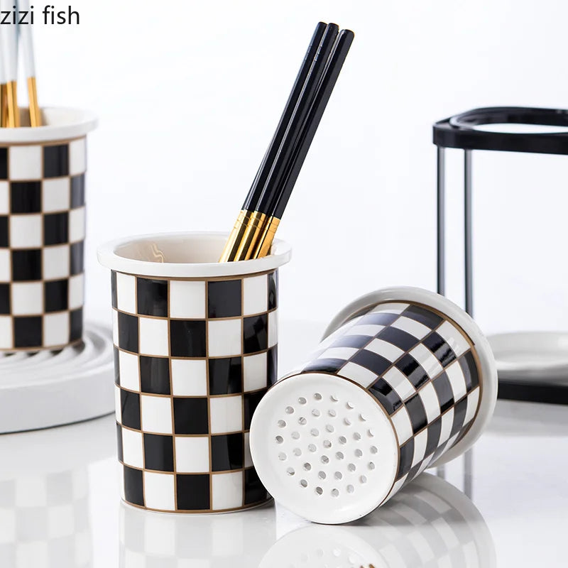 Axya Checkerboard Chopsticks Tube Storage Rack