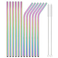 Colorful Stainless Steel Drinking Straws Set for Cocktails, Smoothies, Coffee – Axyaa Brand
