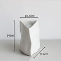 Axyaa Triangle Wrinkle Ceramic Vase for Desk Decoration and Floral Arrangement