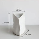 Axyaa Triangle Wrinkle Ceramic Vase for Desk Decoration and Floral Arrangement