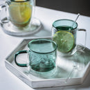 Axyaa Double-Layer Glass Mug with Handle, Heat-Resistant, Kawaii Design