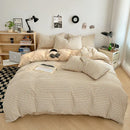 Axyaa Small Stripes Cotton Four-Piece Bedding Set