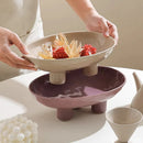 Axya Ceramic Fruit Tray: Stylish High-Legged Plate for Home Storage and Snacks