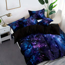 Axyaa Purple Star Galaxy Print Duvet Cover Set - Soft Microfiber Bedding