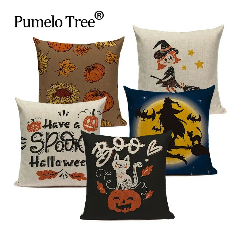 Axyaa Halloween Decor Cushion Cover Set - Spooky House Party Supplies