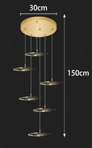 Axyaa Crystal Chandelier Stair Pendant Living Room Interior Lighting