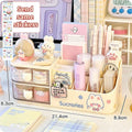 Axyaa Bear Handle Desk Organizer: Pen Holder, Sticky Note & Tape Storage Box