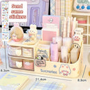 Axyaa Bear Handle Desk Organizer: Pen Holder, Sticky Note & Tape Storage Box