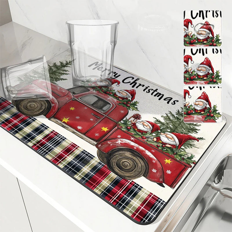 Absorbent Draining Mat by Axyaa: Antiskid Kitchen & Bathroom Quick Dry Pad