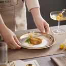 Axya Ceramic Dining Set: Dinner Plate with Lid, Soup Plate, Dessert Plate.